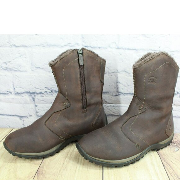 Sorel Maribel Brown Leather Side Zip Waterproof Insulated Winter Boots Size 7 - Picture 2 of 10